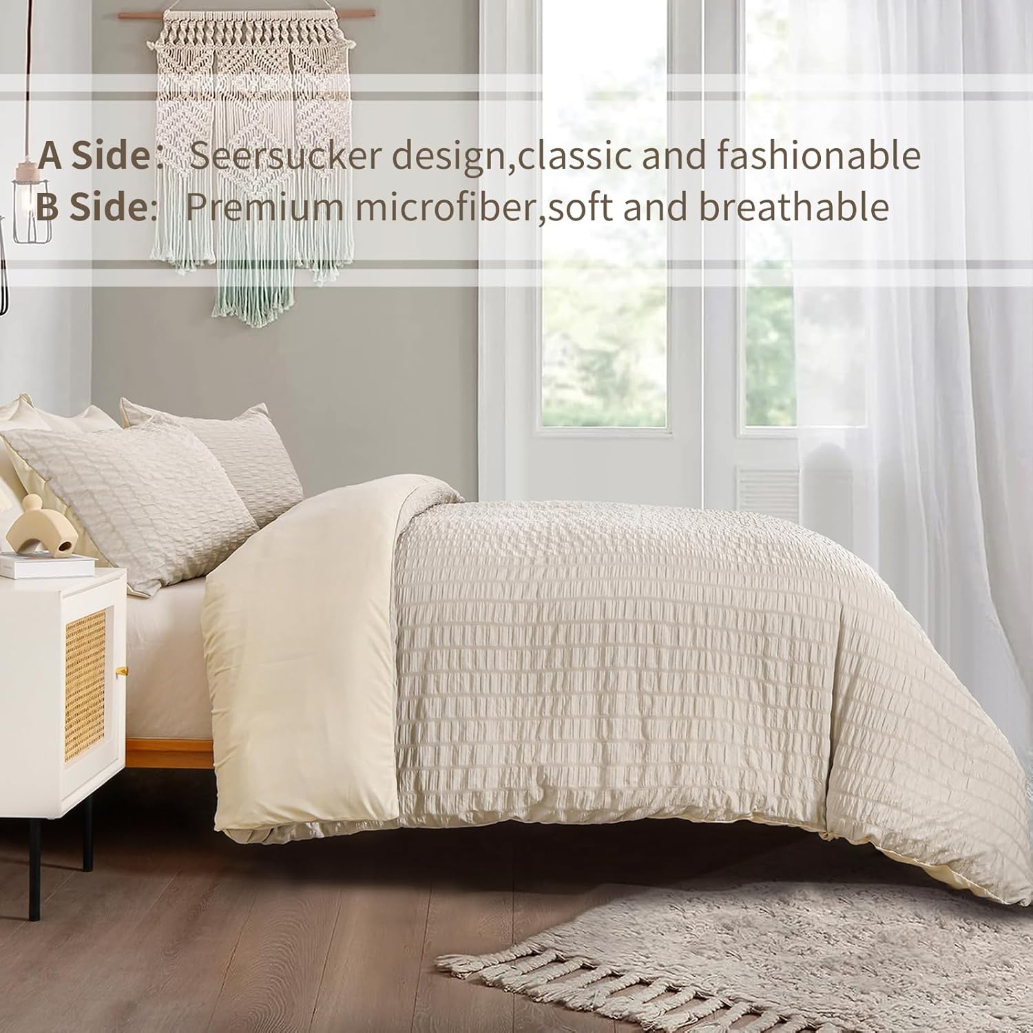 Seersucker King Size Bedding Set